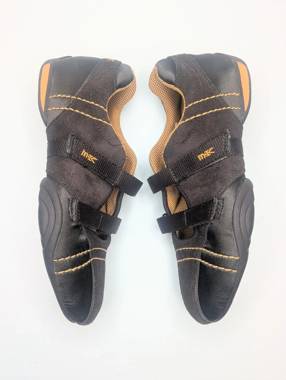Michelle K Sport Suede Satin Sneakers Sneakerinas Ballet Brown Orange Size 7